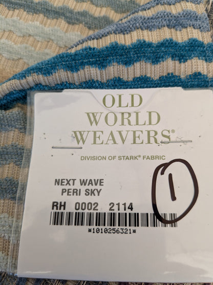 45 EV46 Velvet Square 27"x 29" Scalamandre Ole World Weavers Next Wave Peri Sky Chenille Stripe Beige Blue Brown