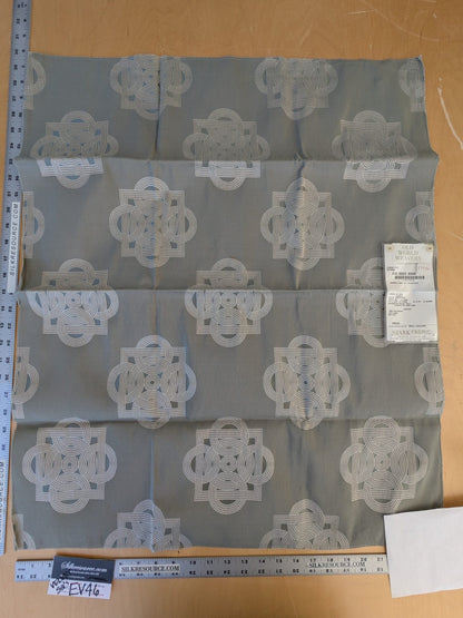 36 EV45 Silk blend Square 30" x 25" Scalamandre Old World Weaver Lockette Storm Gray White Geometric Medallion Brown Small Jacquard