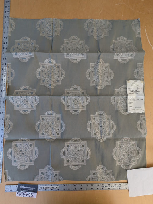 36 EV45 Silk blend Square 30" x 25" Scalamandre Old World Weaver Lockette Storm Gray White Geometric Medallion Brown Small Jacquard