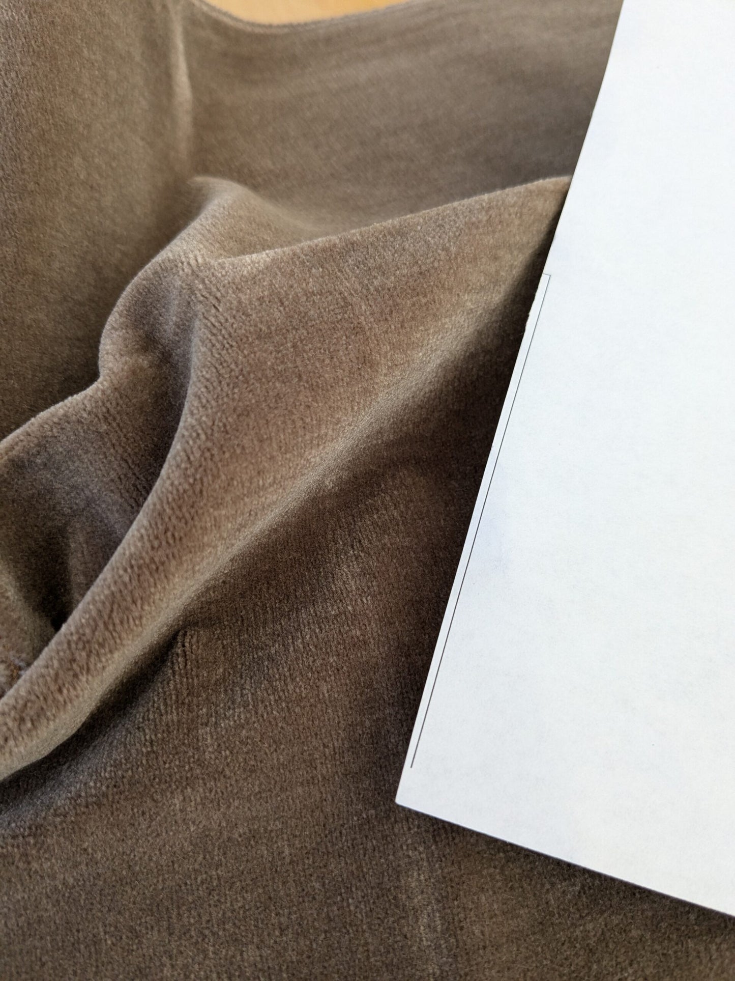 50 EV46 Velvet Square 12" x 26" Scalamandre Grey Watkins Montgraham Fawn Brown Solid Silk Wool Velvet