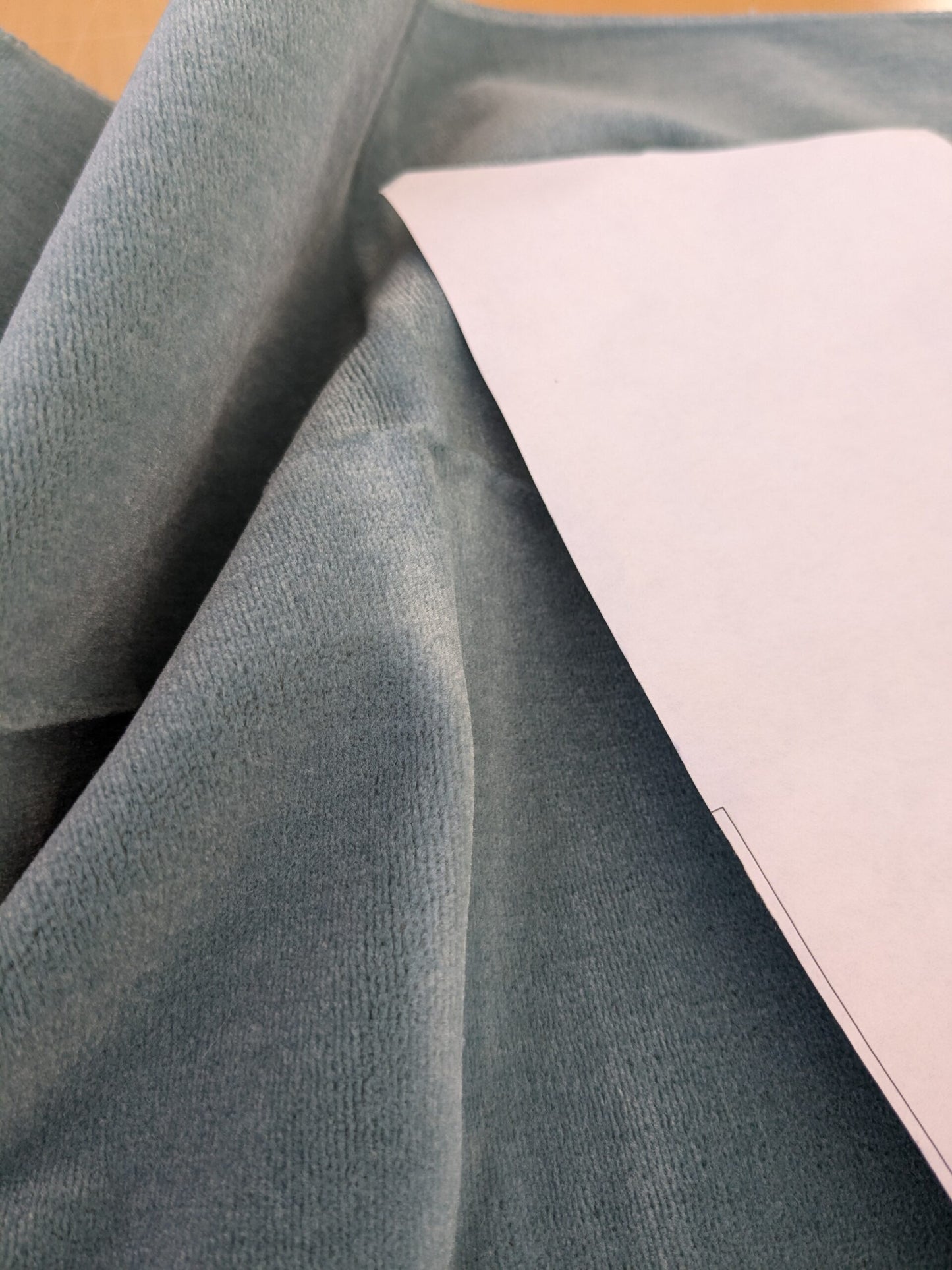 52 EV46 Velvet Square 12" x 26" Scalamandre Grey Watkins Montgraham Ocean Blue Solid Silk Wool Velvet