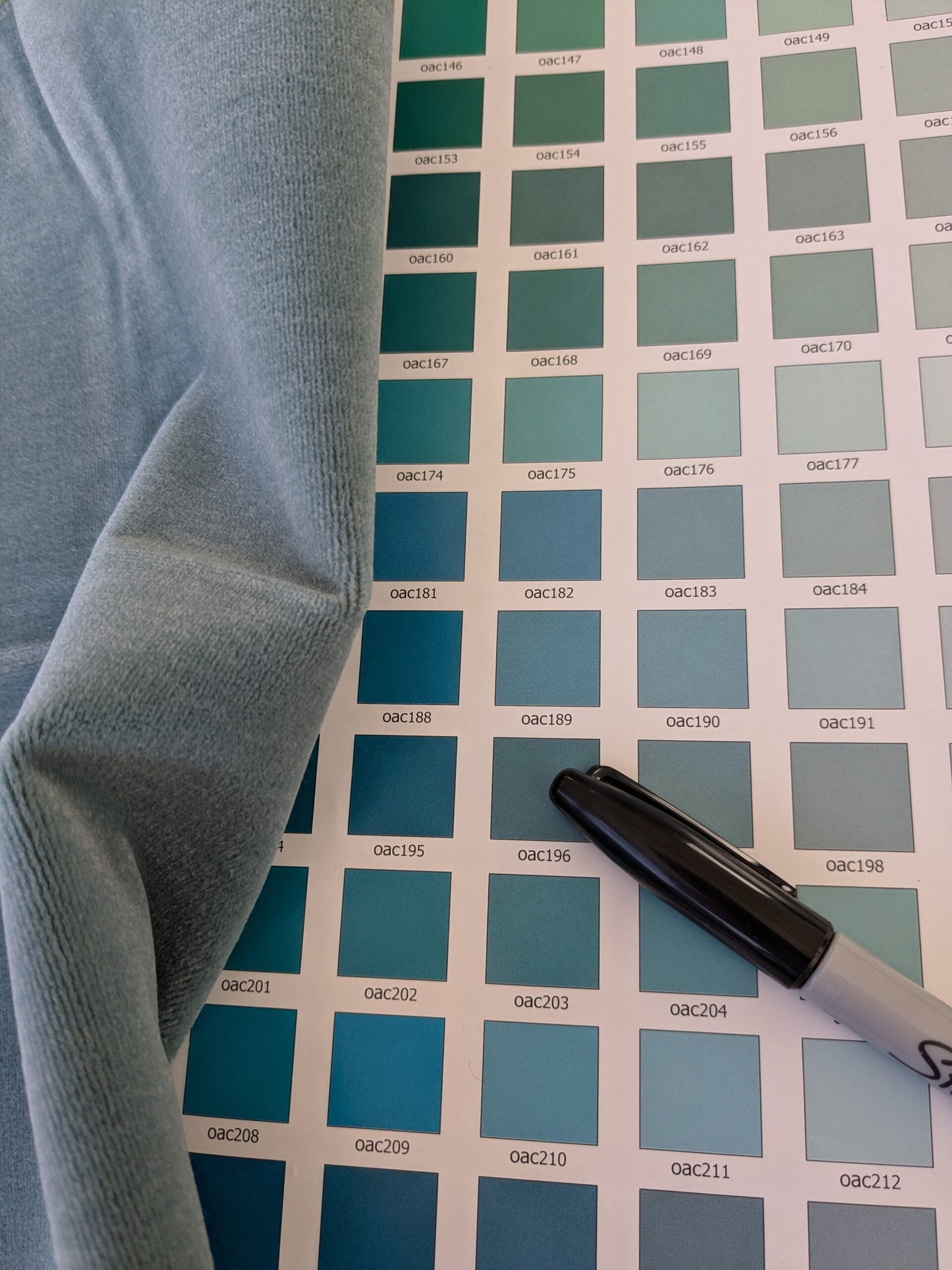 53 EV46 Velvet Square 12" x 26" Scalamandre Grey Watkins Montgraham Ocean Blue Solid Silk Wool Velvet Stain!