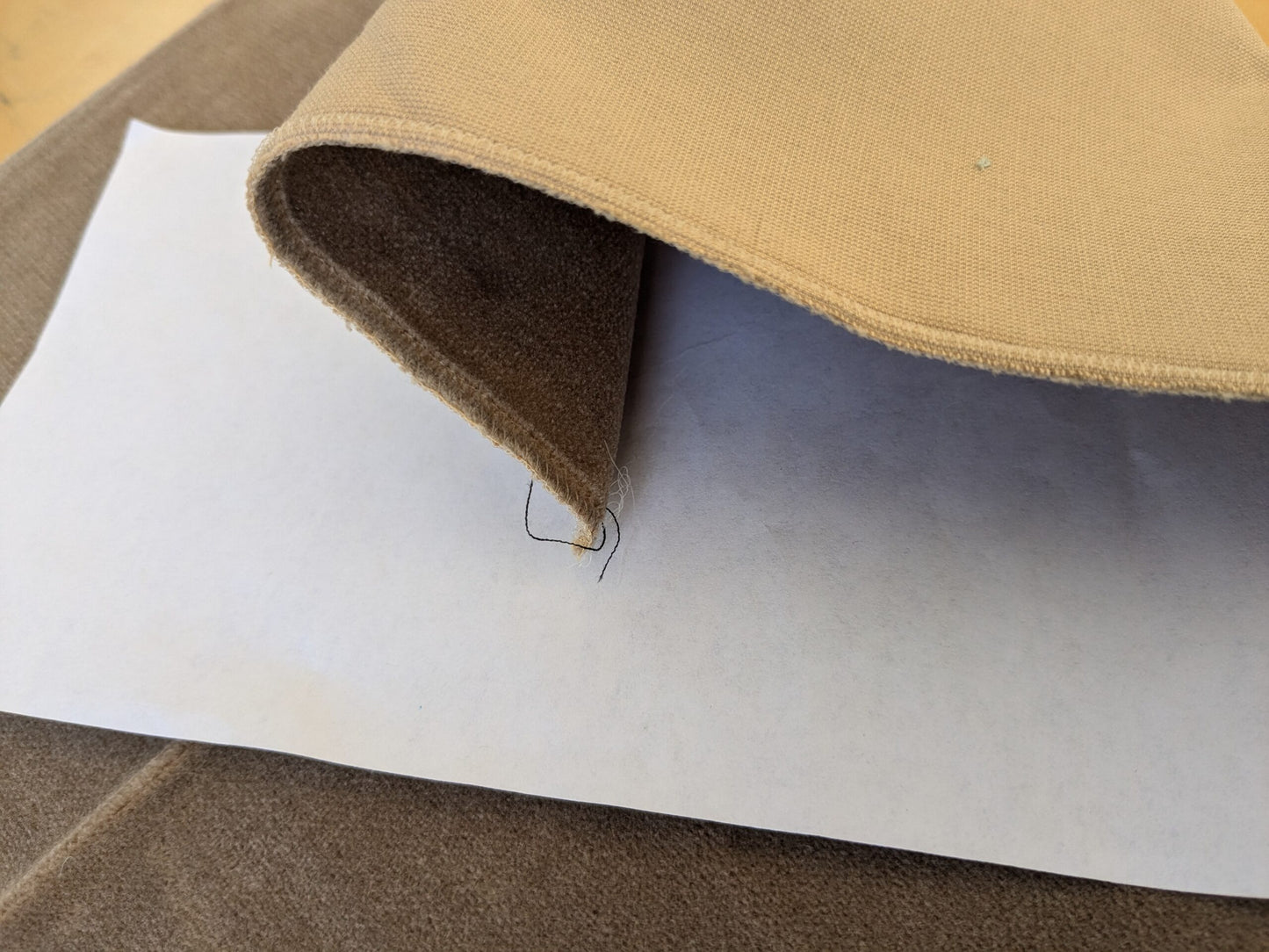 54 EV46 Velvet Square 12" x 26" Scalamandre Grey Watkins Montgraham Buff Tan Brown Solid Silk Wool Velvet Stain!