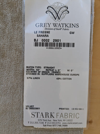 55 EV46 Velvet Square 12" x 26" Scalamandre Grey Watkins Le Fresne Sahara Linen Velvet Solid Brown