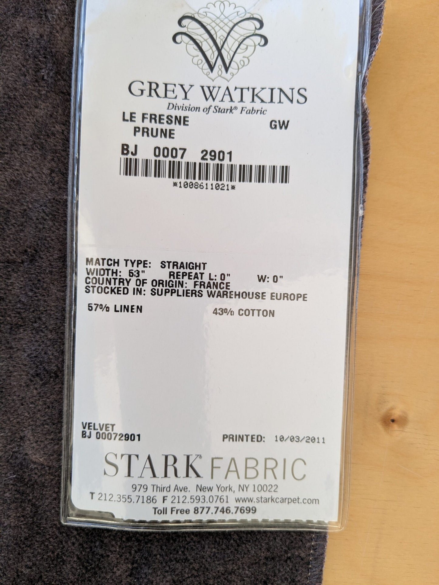 58 EV46 Velvet Square 12" x 26" Scalamandre Grey Watkins Le Fresne  Prune Linen Velvet Solid Brown