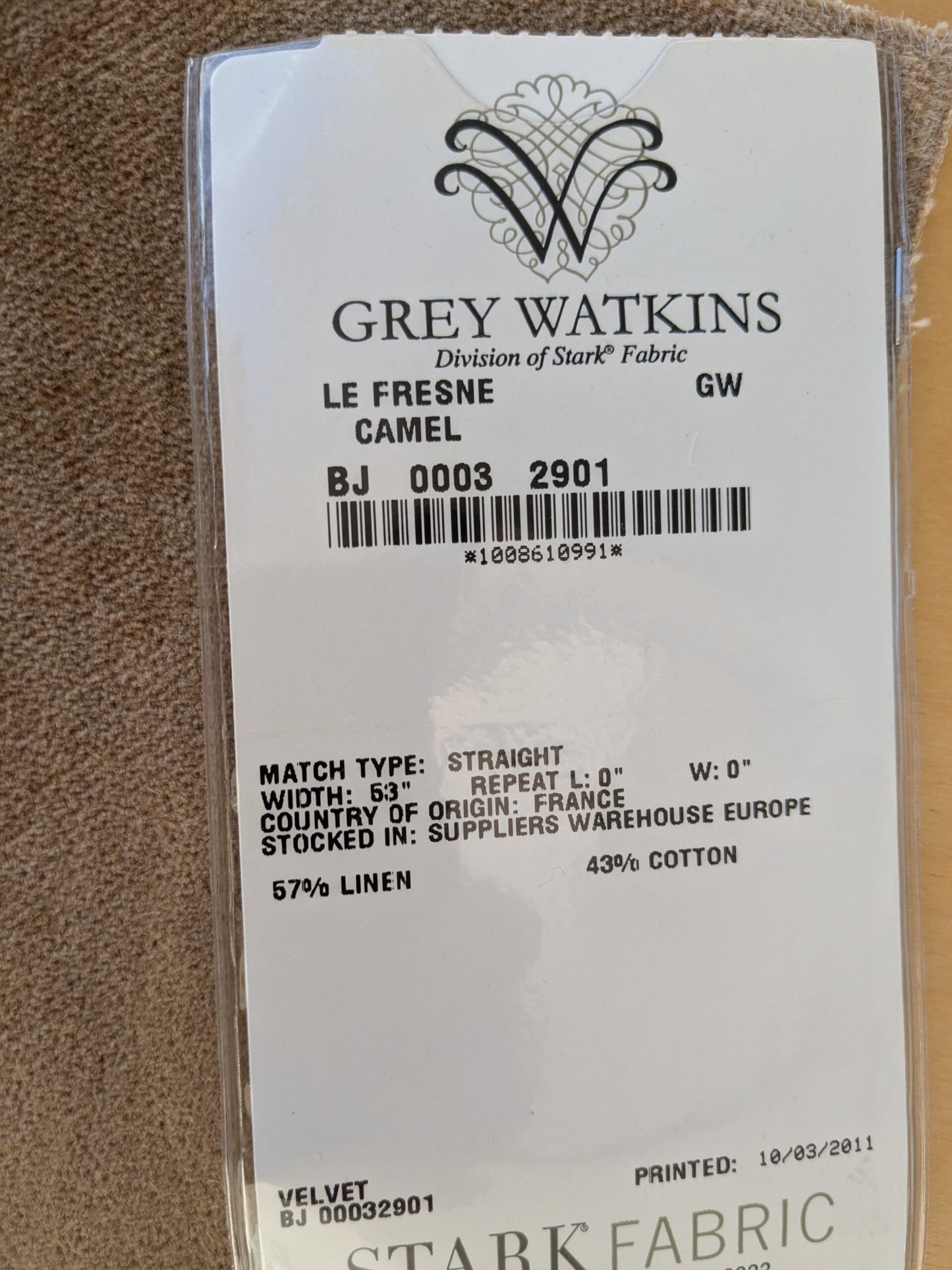 62 EV46 Velvet Square 12" x 26" Scalamandre Grey Watkins Le Fresne Camel Linen Velvet Solid Light Brown
