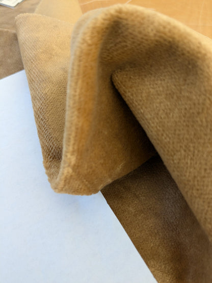 62 EV46 Velvet Square 12" x 26" Scalamandre Grey Watkins Le Fresne Camel Linen Velvet Solid Light Brown