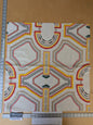 2 EV47 Square Scalamandre Lelievre Paris Kayapo Red Yellow Black on Cream White Embroidery Geometric Graphic MSRP USD 826/y
