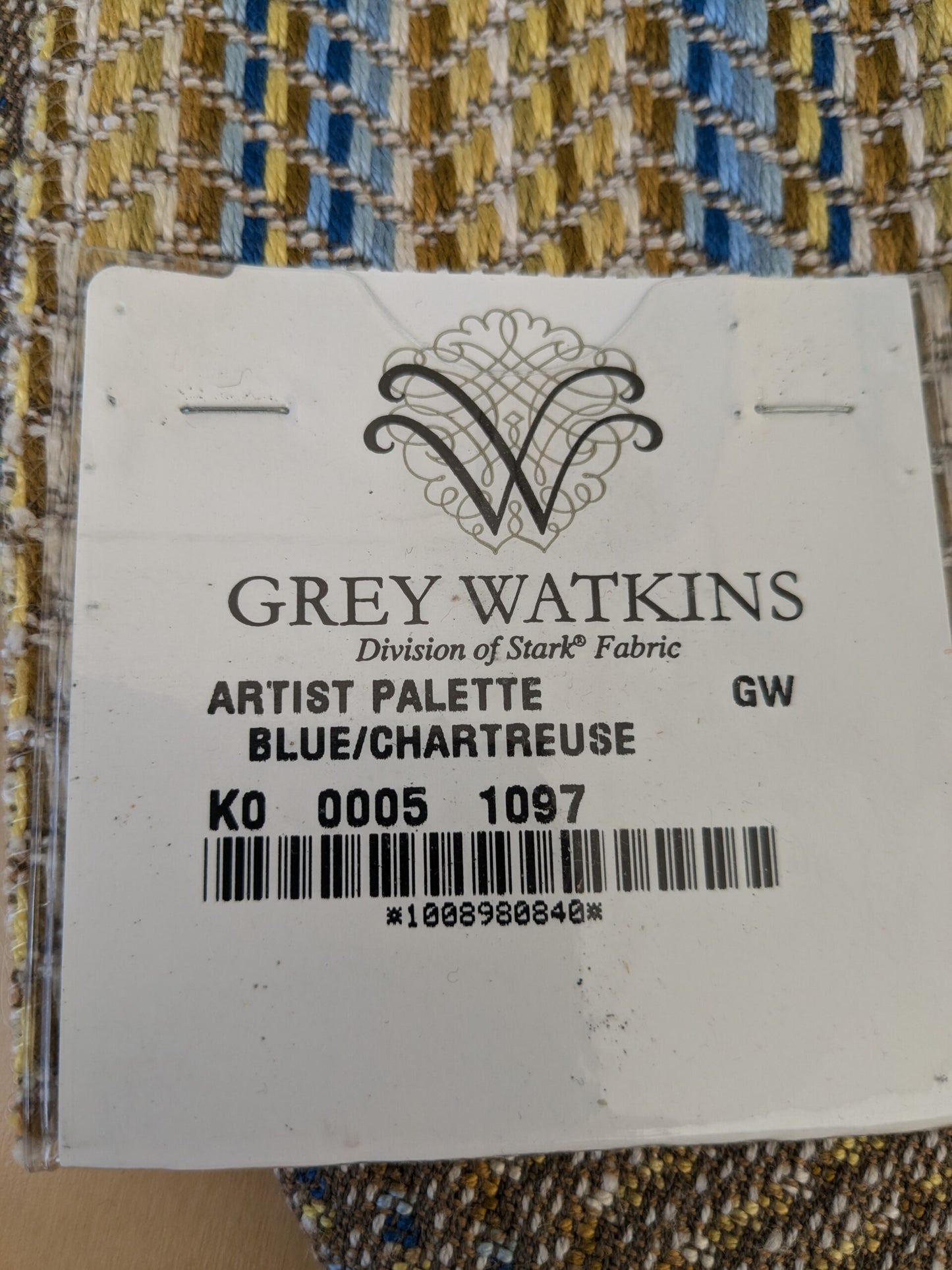 5 EV47 26" x 27" Square  Scalamandre Grey Watkins Artist Palette Blue Chatreus Chevron Stripe Texture Woven MSRP USD220/y