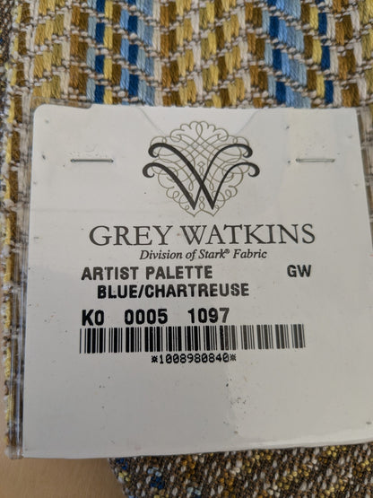 5 EV47 26" x 27" Square  Scalamandre Grey Watkins Artist Palette Blue Chatreus Chevron Stripe Texture Woven MSRP USD220/y