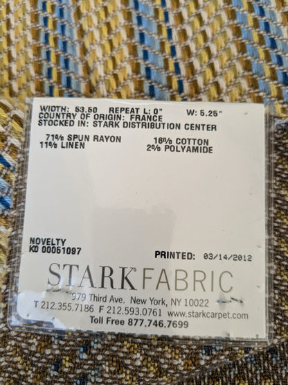 5 EV47 26" x 27" Square  Scalamandre Grey Watkins Artist Palette Blue Chatreus Chevron Stripe Texture Woven MSRP USD220/y