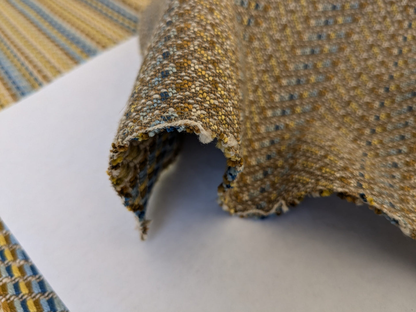 5 EV47 26" x 27" Square  Scalamandre Grey Watkins Artist Palette Blue Chatreus Chevron Stripe Texture Woven MSRP USD220/y