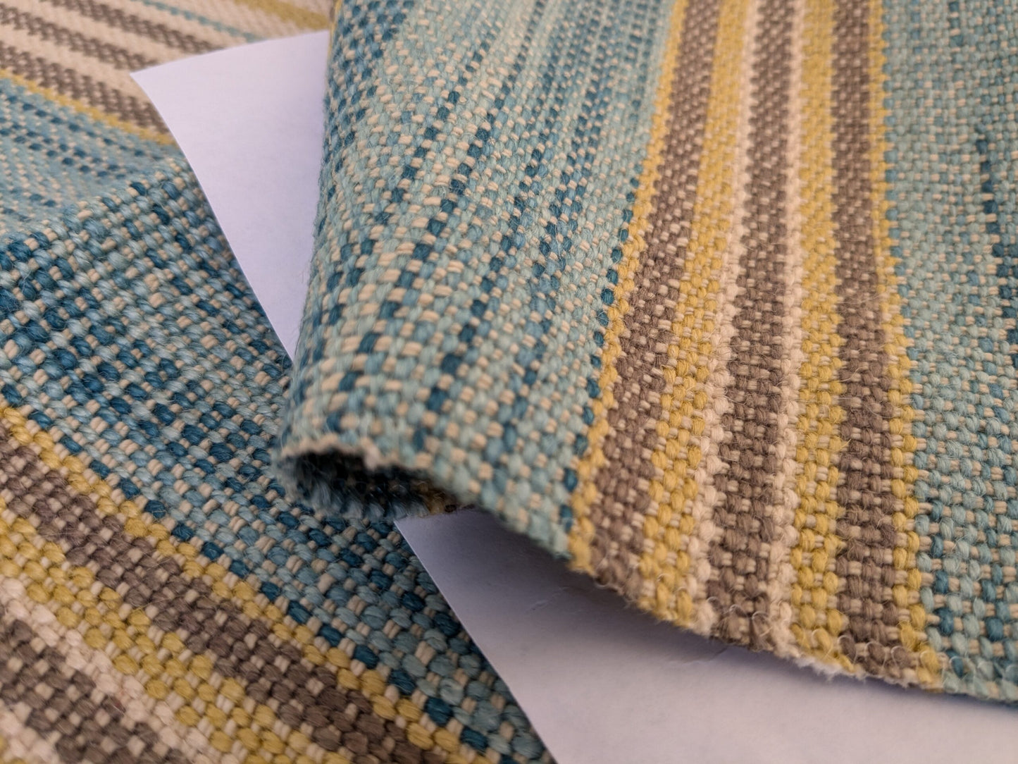 7 EV47 Square  Scalamandre Grey Watkins Cuzco Stripe Turquoise Blue Strie Stripe Small Scale Texture MSRP USD262/y