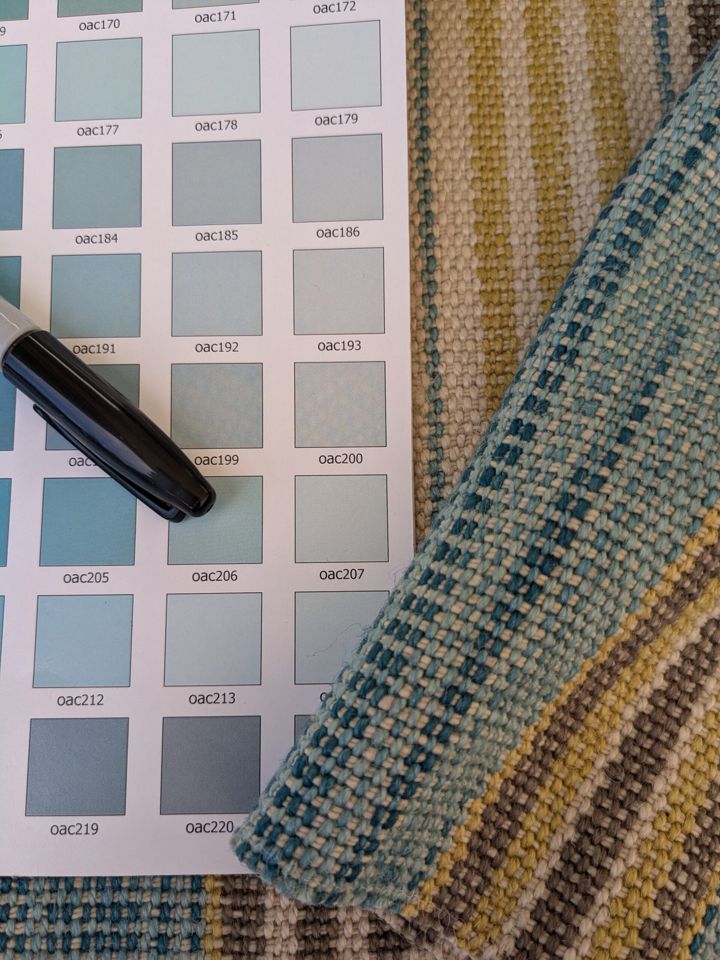 7 EV47 Square  Scalamandre Grey Watkins Cuzco Stripe Turquoise Blue Strie Stripe Small Scale Texture MSRP USD262/y