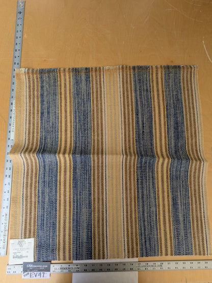 8 EV47 Square  Scalamandre Grey Watkins Cuzco Stripe Blue Beige Strie Stripe Small Scale Texture MSRP USD262/y