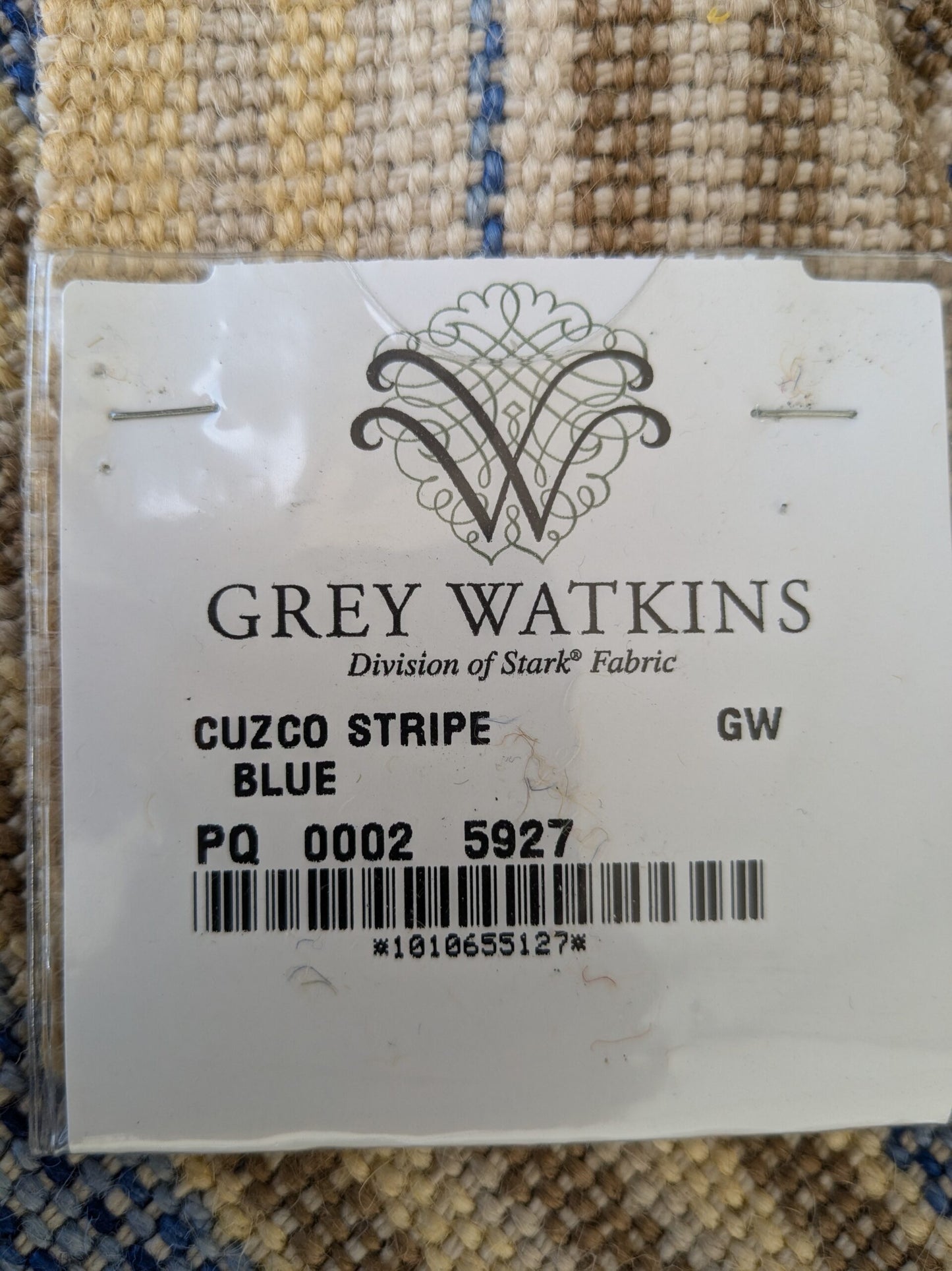 8 EV47 Square  Scalamandre Grey Watkins Cuzco Stripe Blue Beige Strie Stripe Small Scale Texture MSRP USD262/y