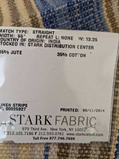 8 EV47 Square  Scalamandre Grey Watkins Cuzco Stripe Blue Beige Strie Stripe Small Scale Texture MSRP USD262/y