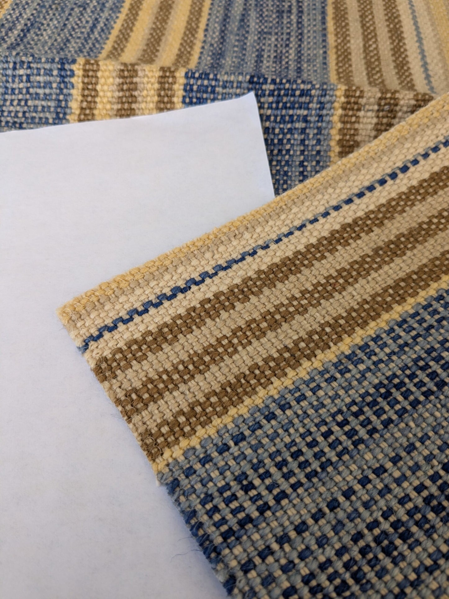 8 EV47 Square  Scalamandre Grey Watkins Cuzco Stripe Blue Beige Strie Stripe Small Scale Texture MSRP USD262/y
