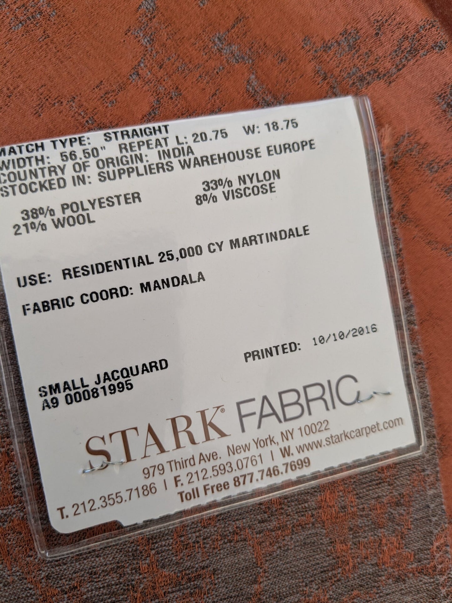 10 EV47 Square  Scalamandre Aldeco Misty Marsala Orange Small Jacquard Abstract