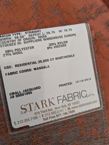 10 EV47 Square  Scalamandre Aldeco Misty Marsala Orange Small Jacquard Abstract