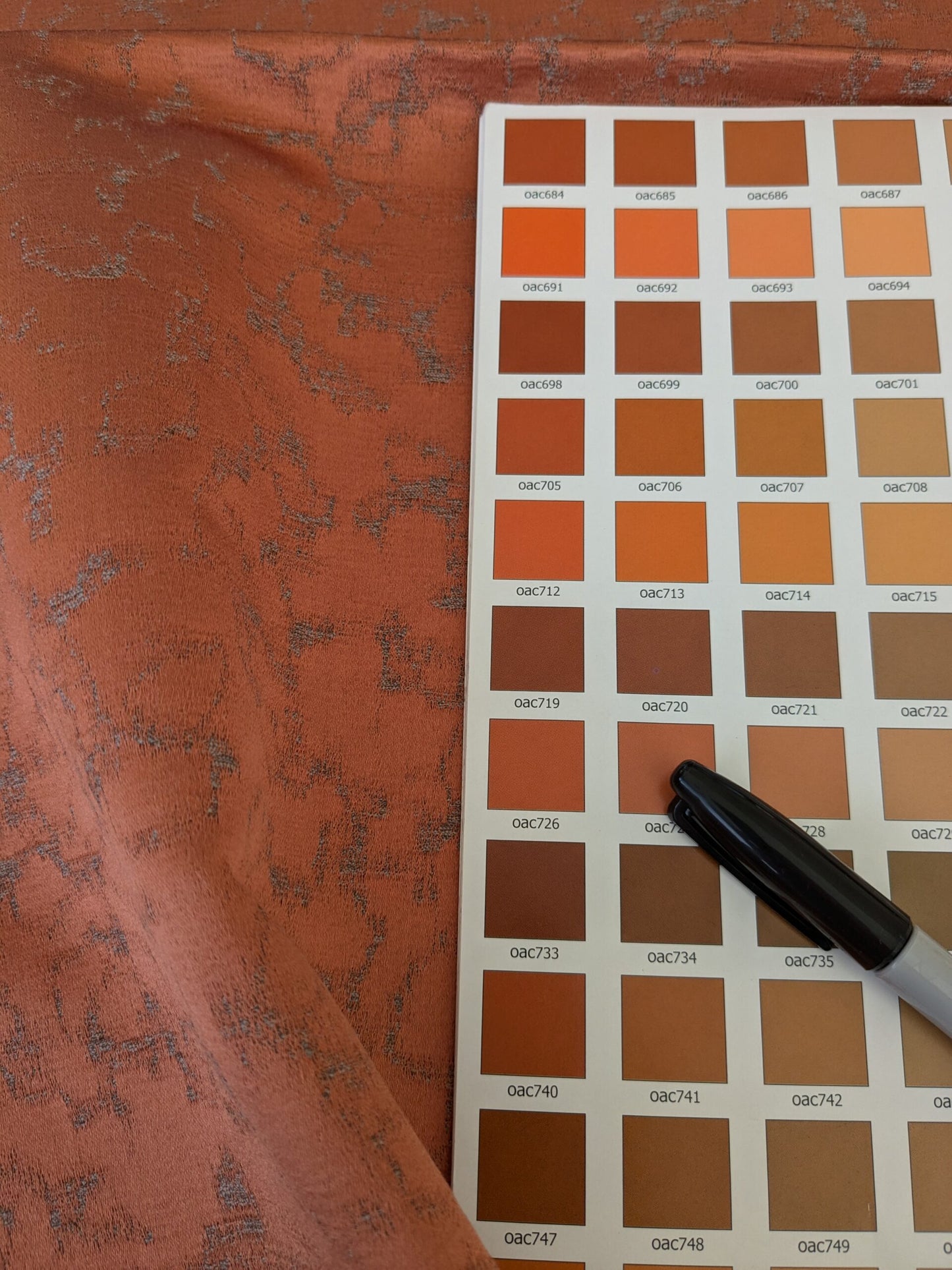 10 EV47 Square  Scalamandre Aldeco Misty Marsala Orange Small Jacquard Abstract