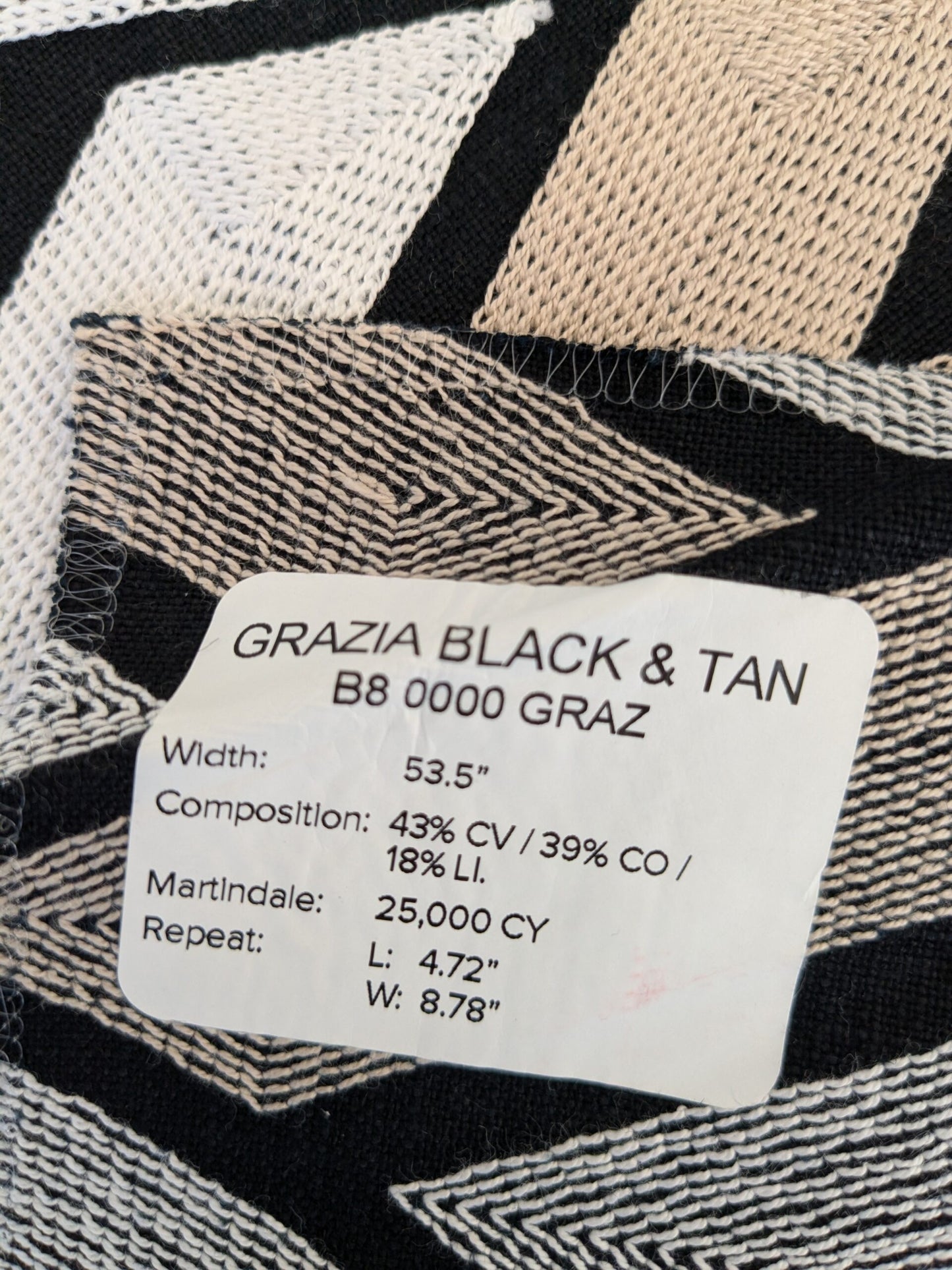 12 EV47 Square Scalamandre Alhambra Grazia Black and Tan Geometric Abstract Embroidery