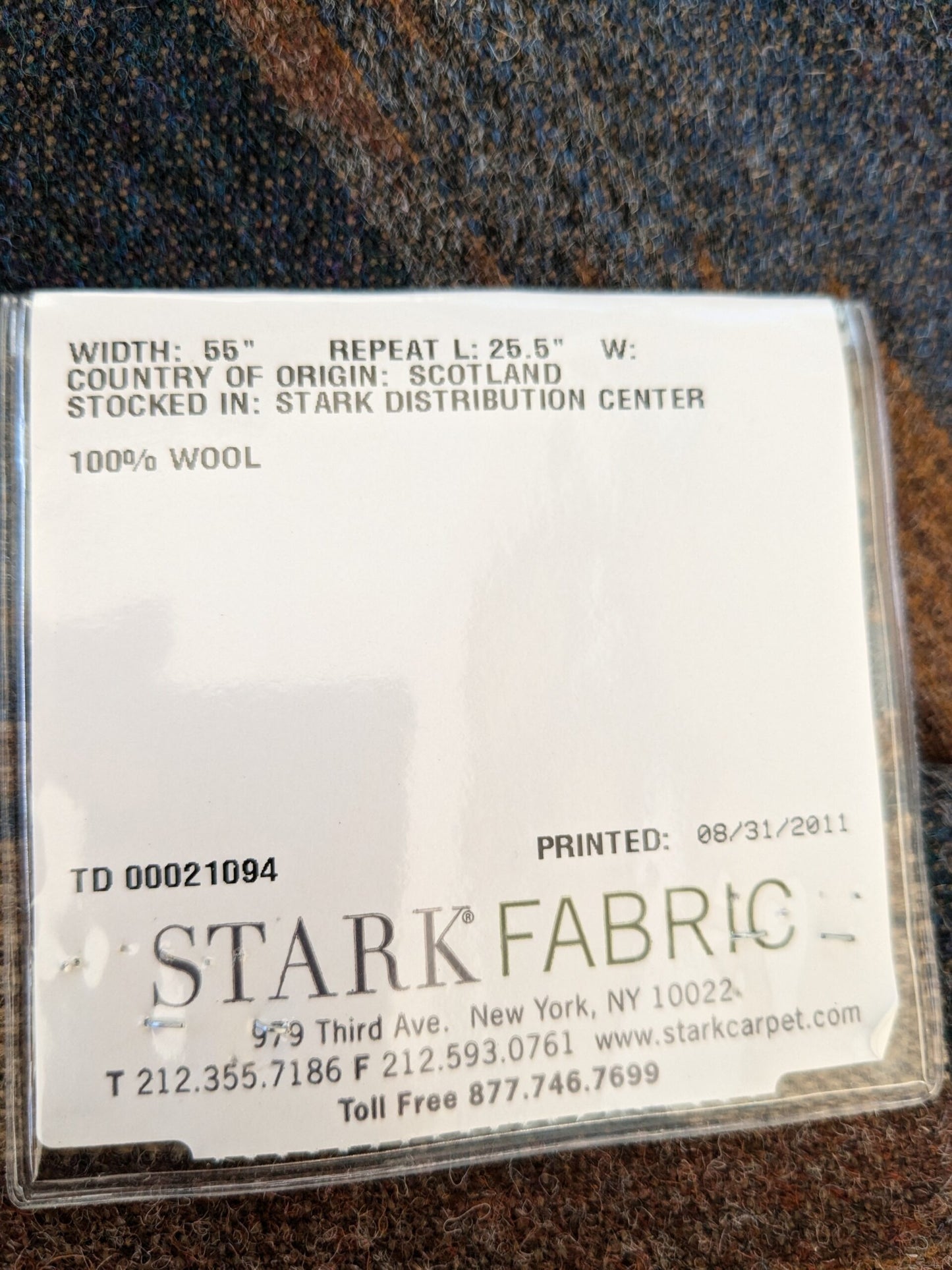 14 EV47 Square Scalamandre Idaho Blue Wallnut 100% Wool Abstract Contemporary