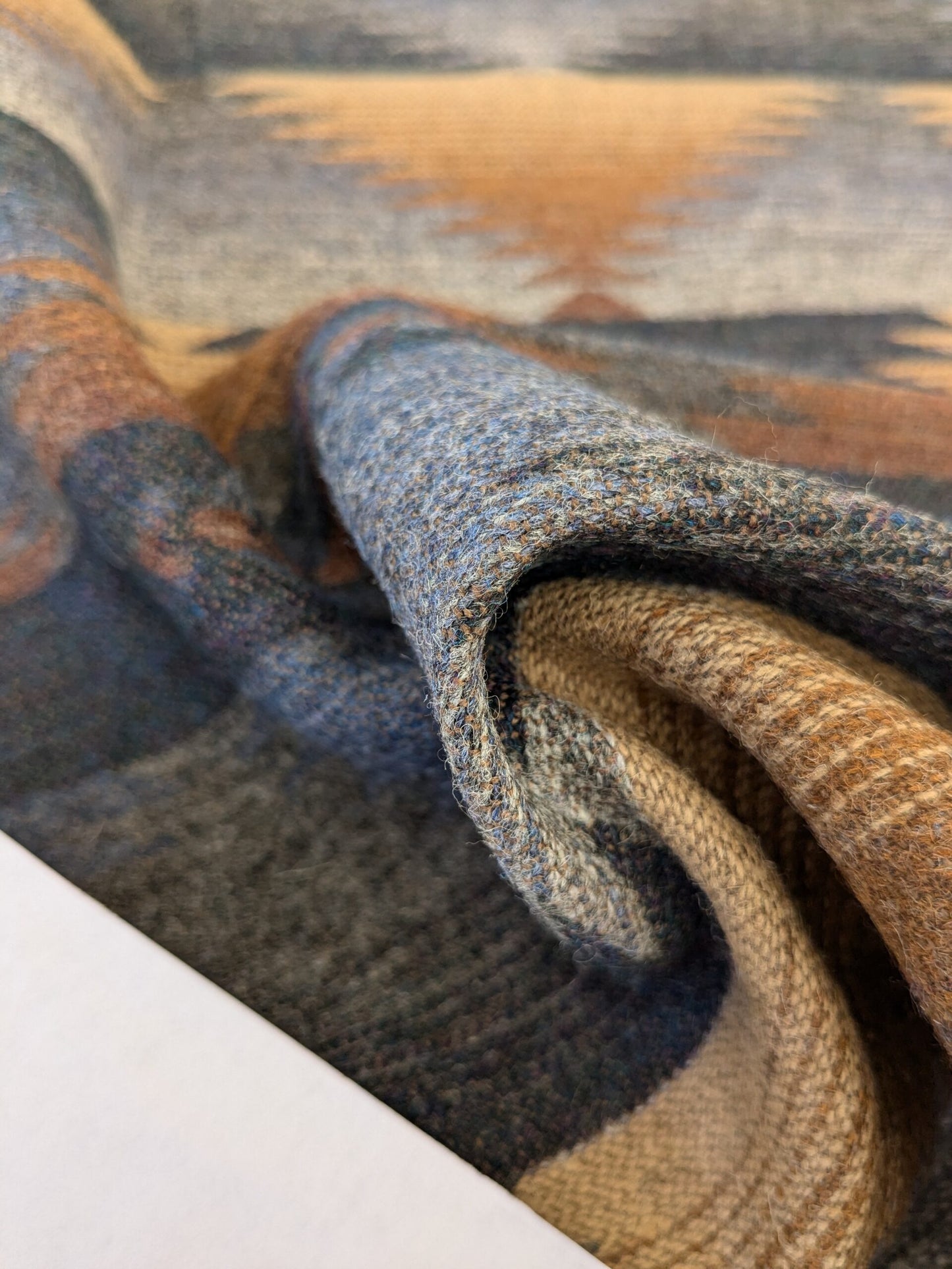 14 EV47 Square Scalamandre Idaho Blue Wallnut 100% Wool Abstract Contemporary