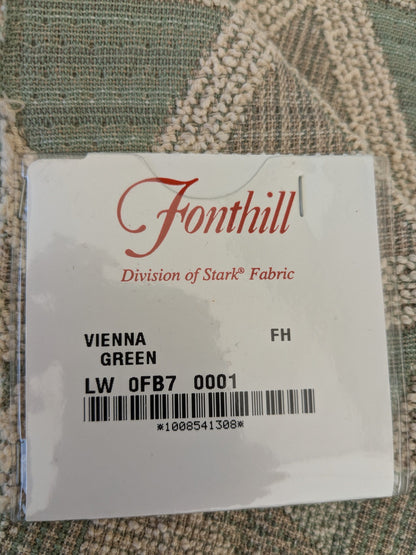 15 EV47 Square Scalamandre Fonthill Vienna Green Small Jacquard Green Beige Polyester Cotton Geometric