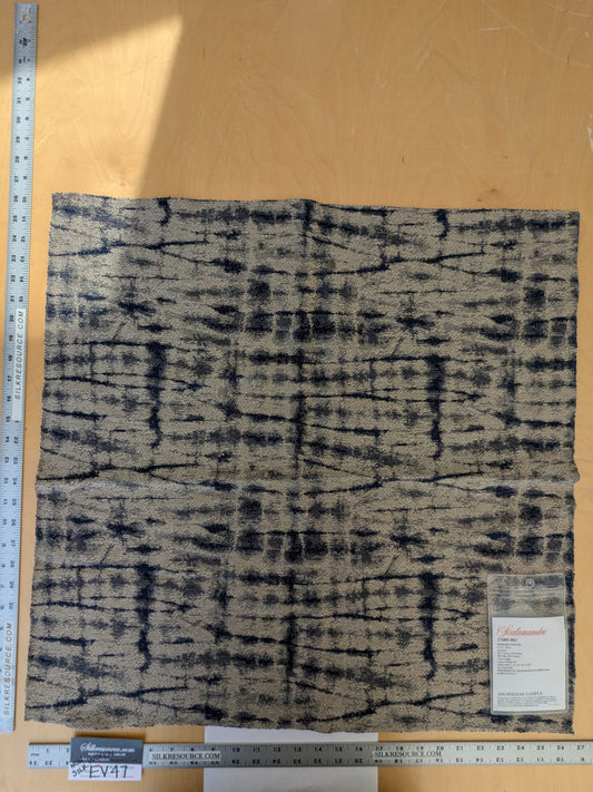 16 EV47 Square Scalamandre Shibori Weave Indigo Blue White Texture Silk Cotton 26"x26"
