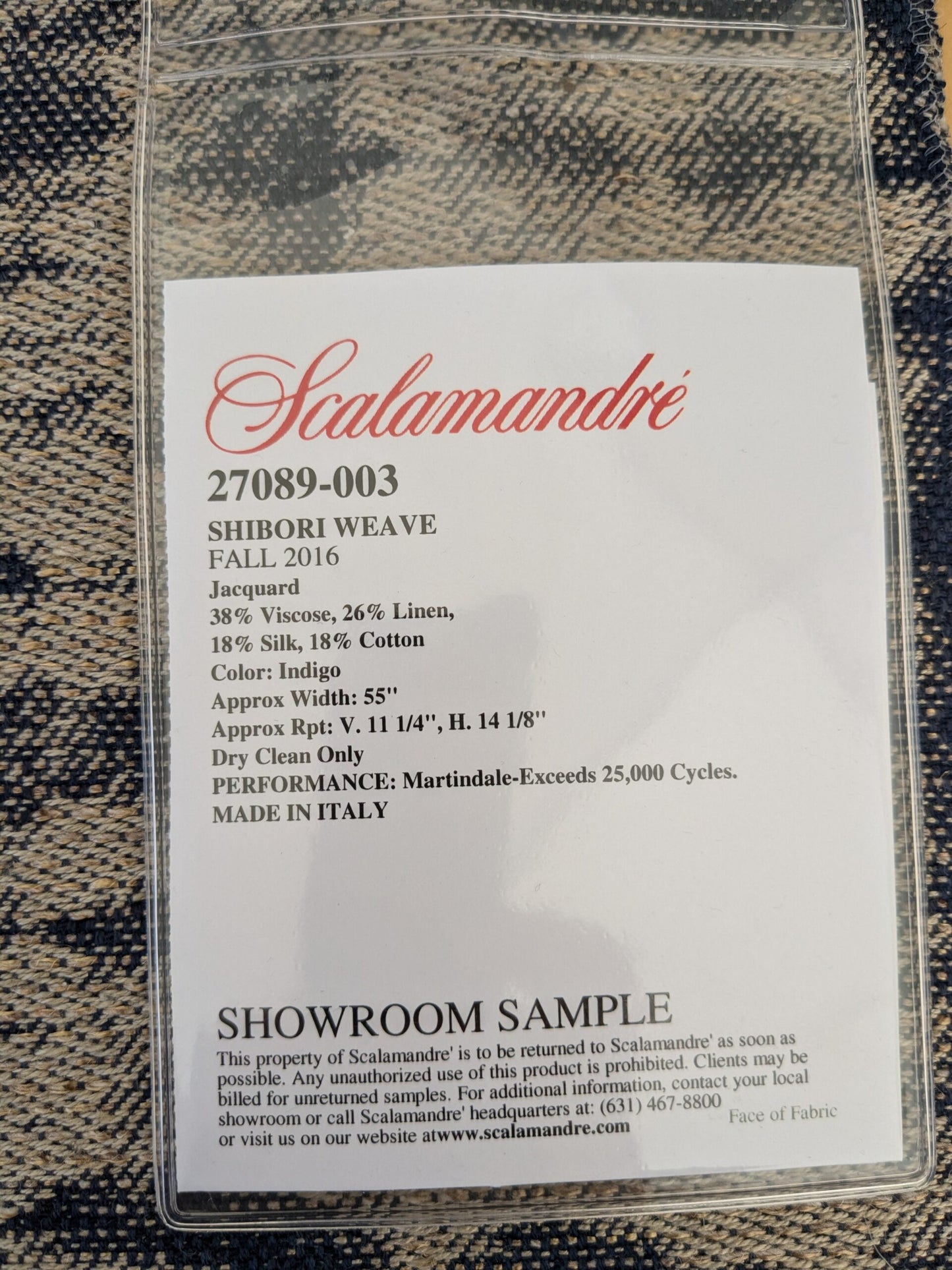 16 EV47 Square Scalamandre Shibori Weave Indigo Blue White Texture Silk Cotton 26"x26"