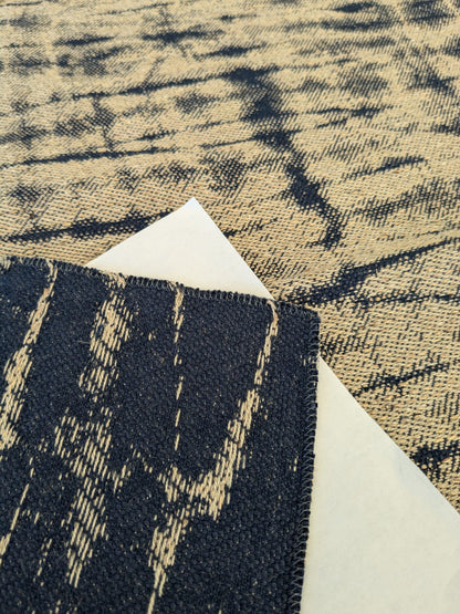 16 EV47 Square Scalamandre Shibori Weave Indigo Blue White Texture Silk Cotton 26"x26"