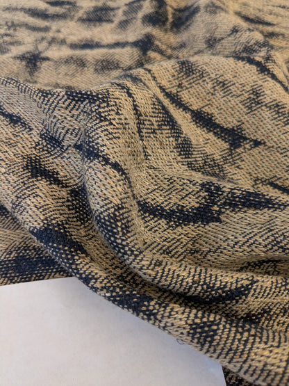 16 EV47 Square Scalamandre Shibori Weave Indigo Blue White Texture Silk Cotton 26"x26"