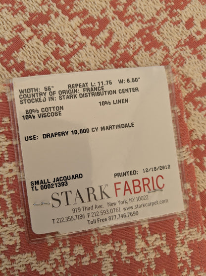 17 EV47 Square Scalamandre Fonthill Downtown Rose Pink Cream White Small Scale Texture Jacquard