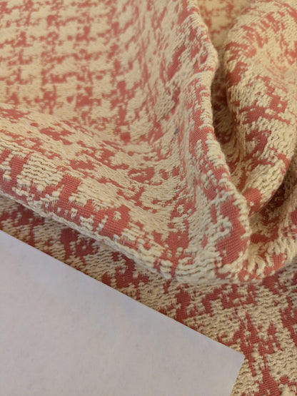 17 EV47 Square Scalamandre Fonthill Downtown Rose Pink Cream White Small Scale Texture Jacquard