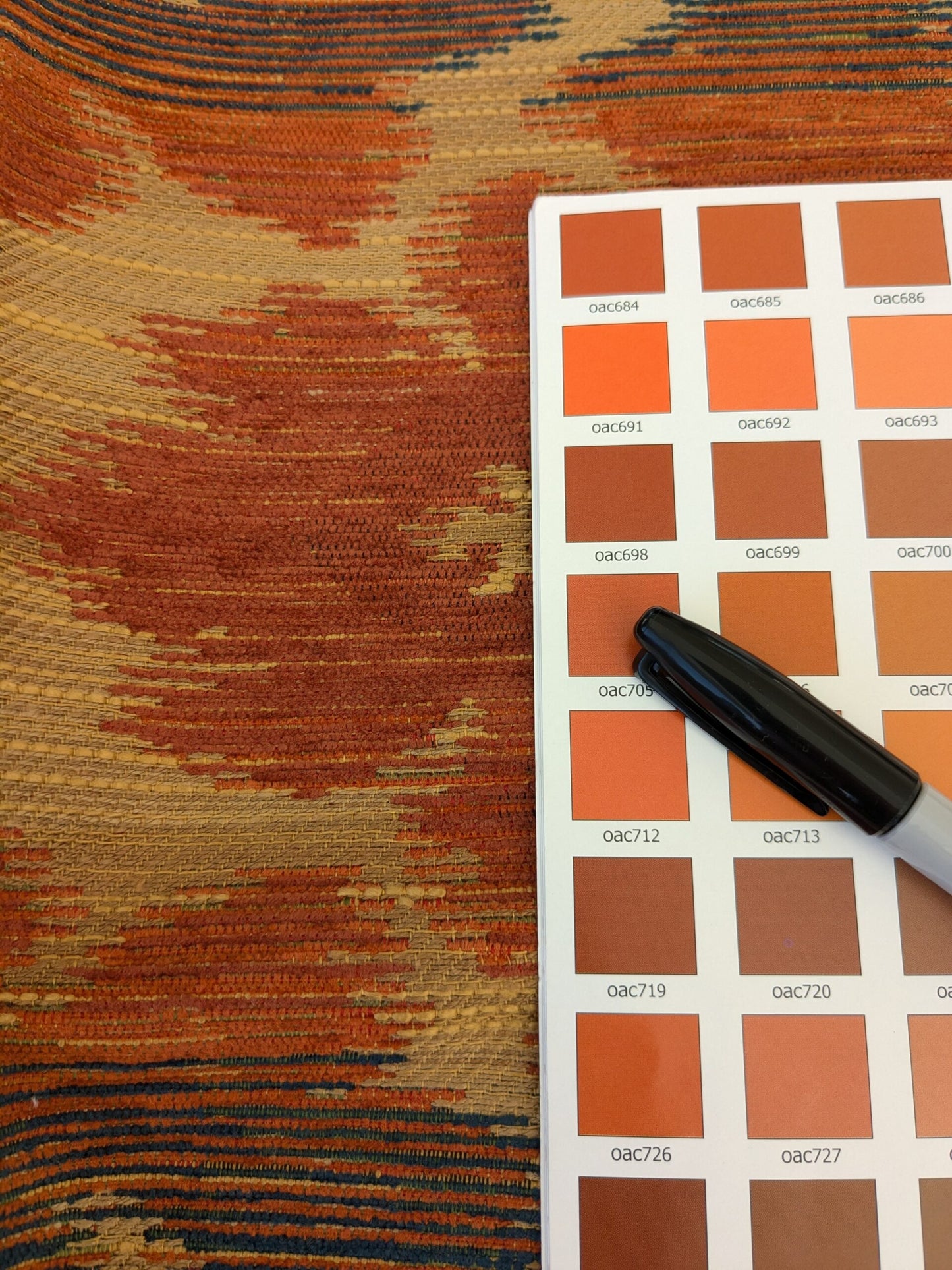 18 EV47 Square Scalamandre Accademy Ikat Persian Heavy Orange Red Blue Purple Earthy MSRP USD 148/Y 27"x27"