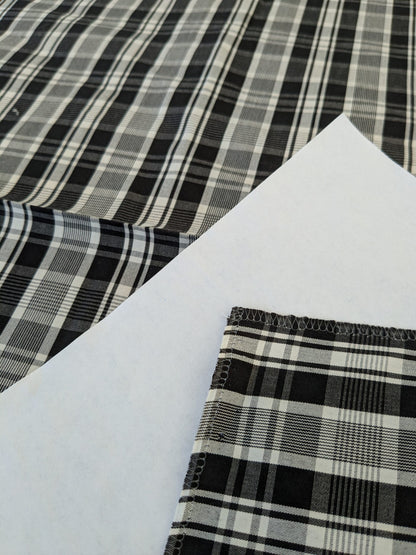 23 EV47 Square Scalamandre Preston Cotton Plaid Noir Black and White