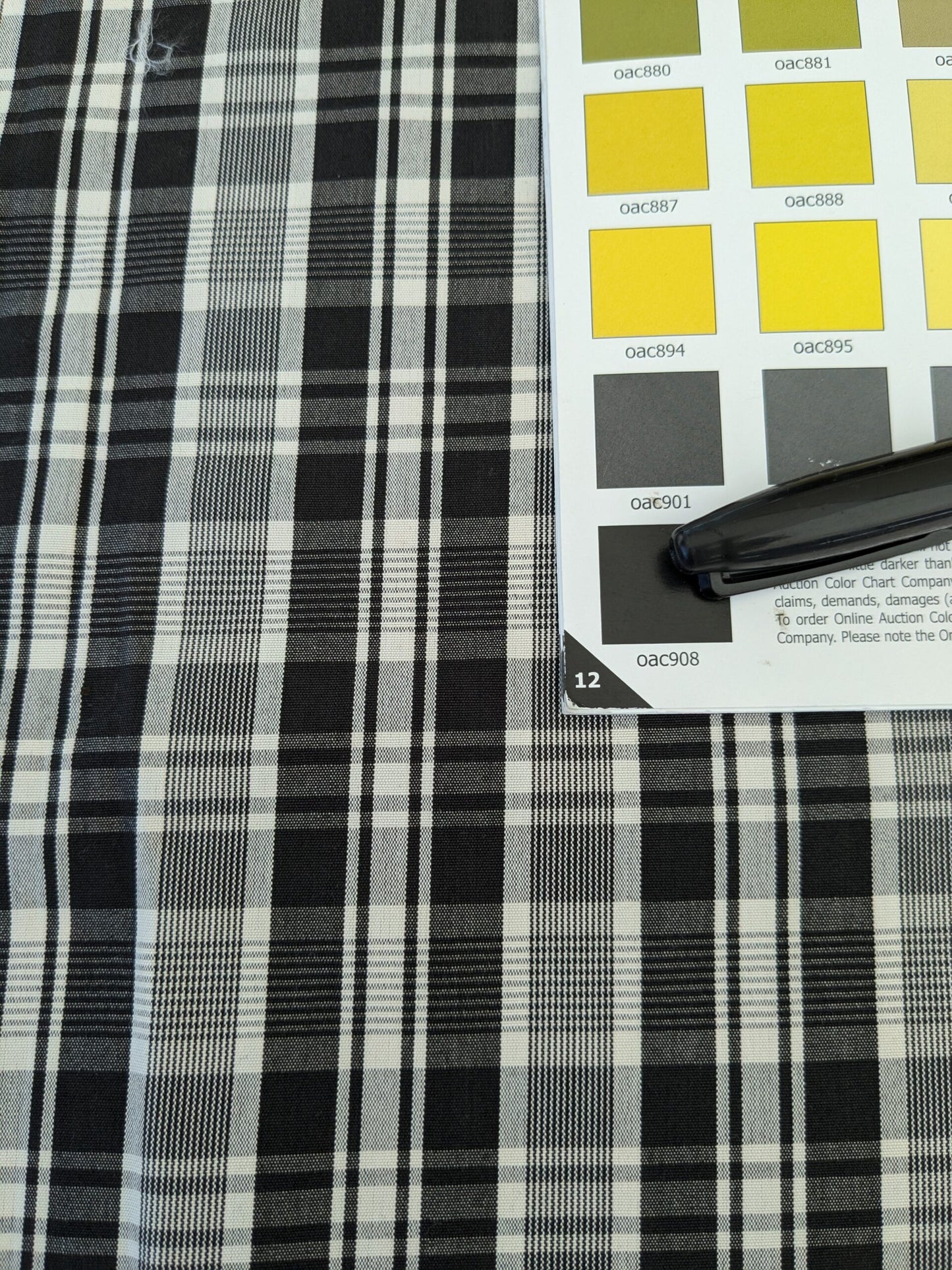 23 EV47 Square Scalamandre Preston Cotton Plaid Noir Black and White