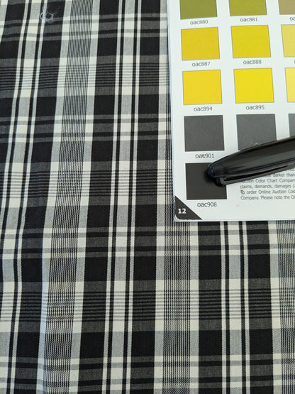 23 EV47 Square Scalamandre Preston Cotton Plaid Noir Black and White