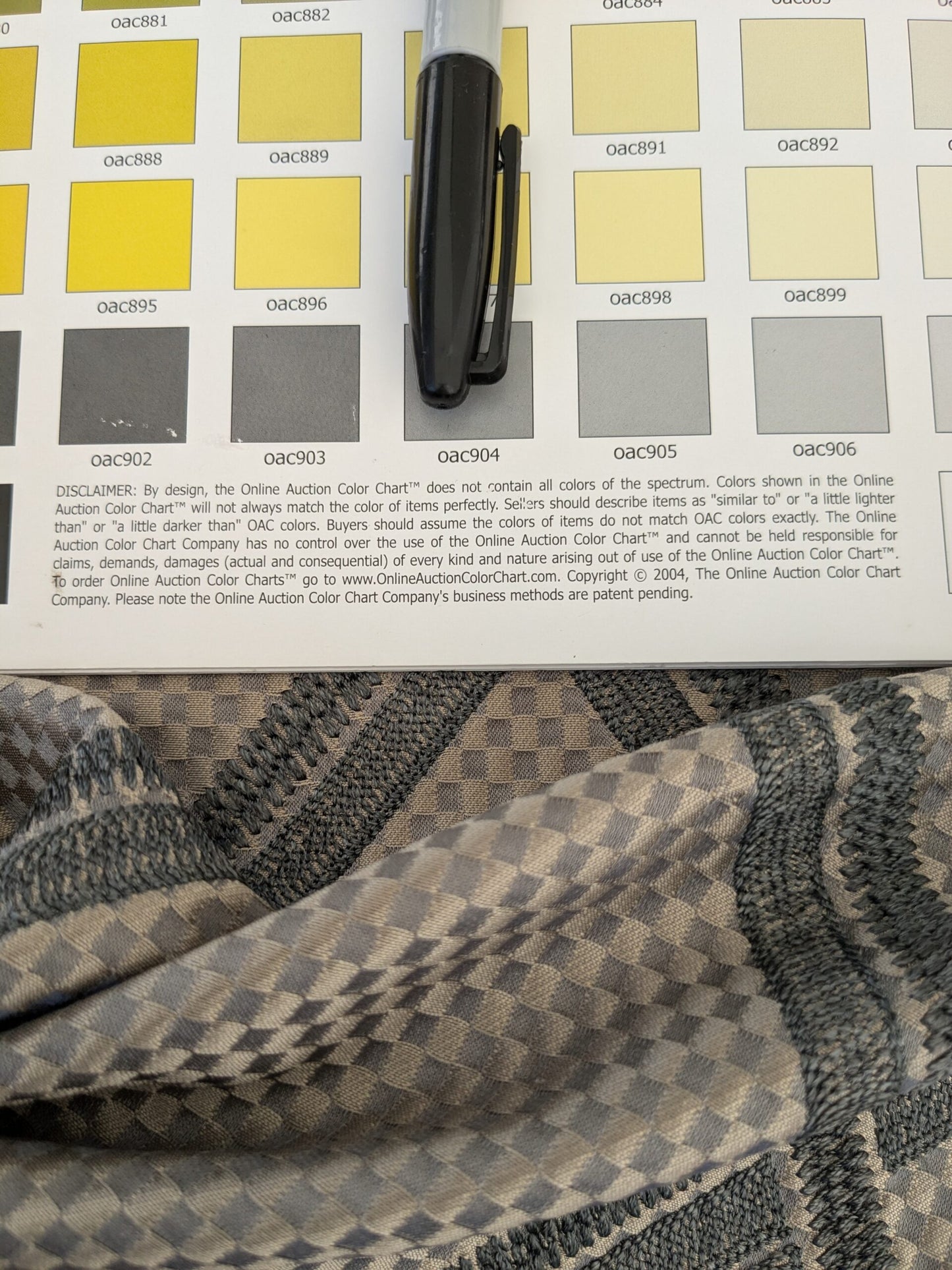 24 EV47 Square Silk Blend Scalamandre Houles Paris Cordoue Gray Diamond Geometric Jacquard 25"x25" Tape Stain