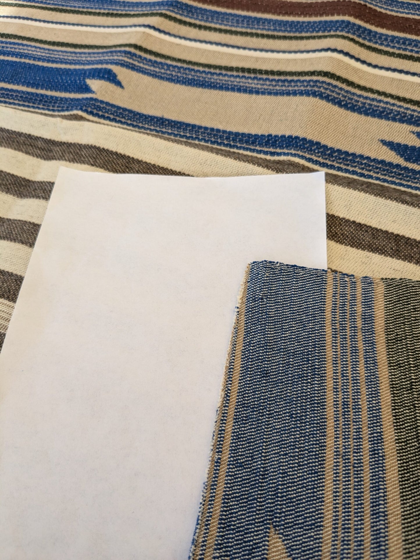 28 EV47 Square Scalamandre Cheyenne Blu Grigio Blue Gray Beige Brown Stripe Geometric MSRP USD 300+/y