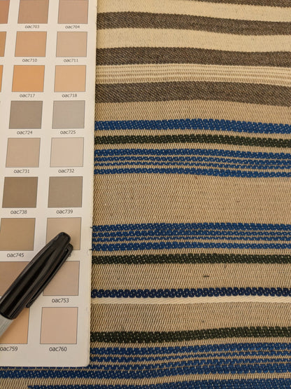 28 EV47 Square Scalamandre Cheyenne Blu Grigio Blue Gray Beige Brown Stripe Geometric MSRP USD 300+/y