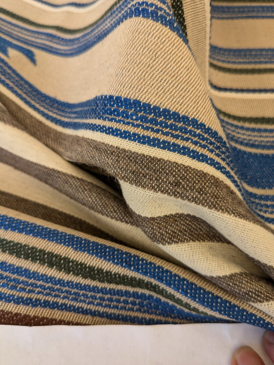 28 EV47 Square Scalamandre Cheyenne Blu Grigio Blue Gray Beige Brown Stripe Geometric MSRP USD 300+/y