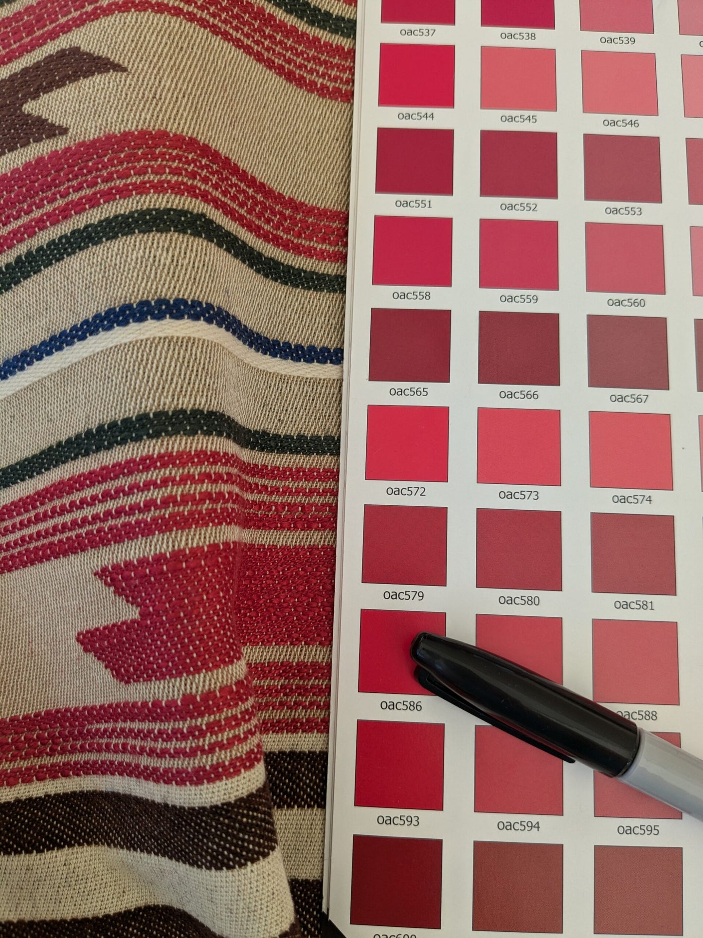 29 EV47 Square Scalamandre Cheyenne Red Brown Beige Stripe Geometric MSRP USD 300+/y