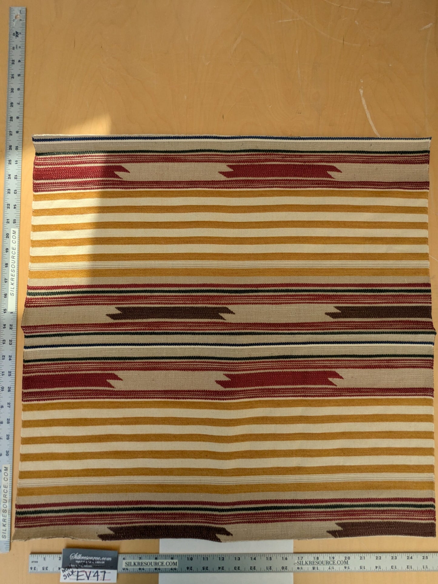 31 EV47 Square Scalamandre Cheyenne Brown Beige Yellow Red Stripe Geometric MSRP USD 300+/y