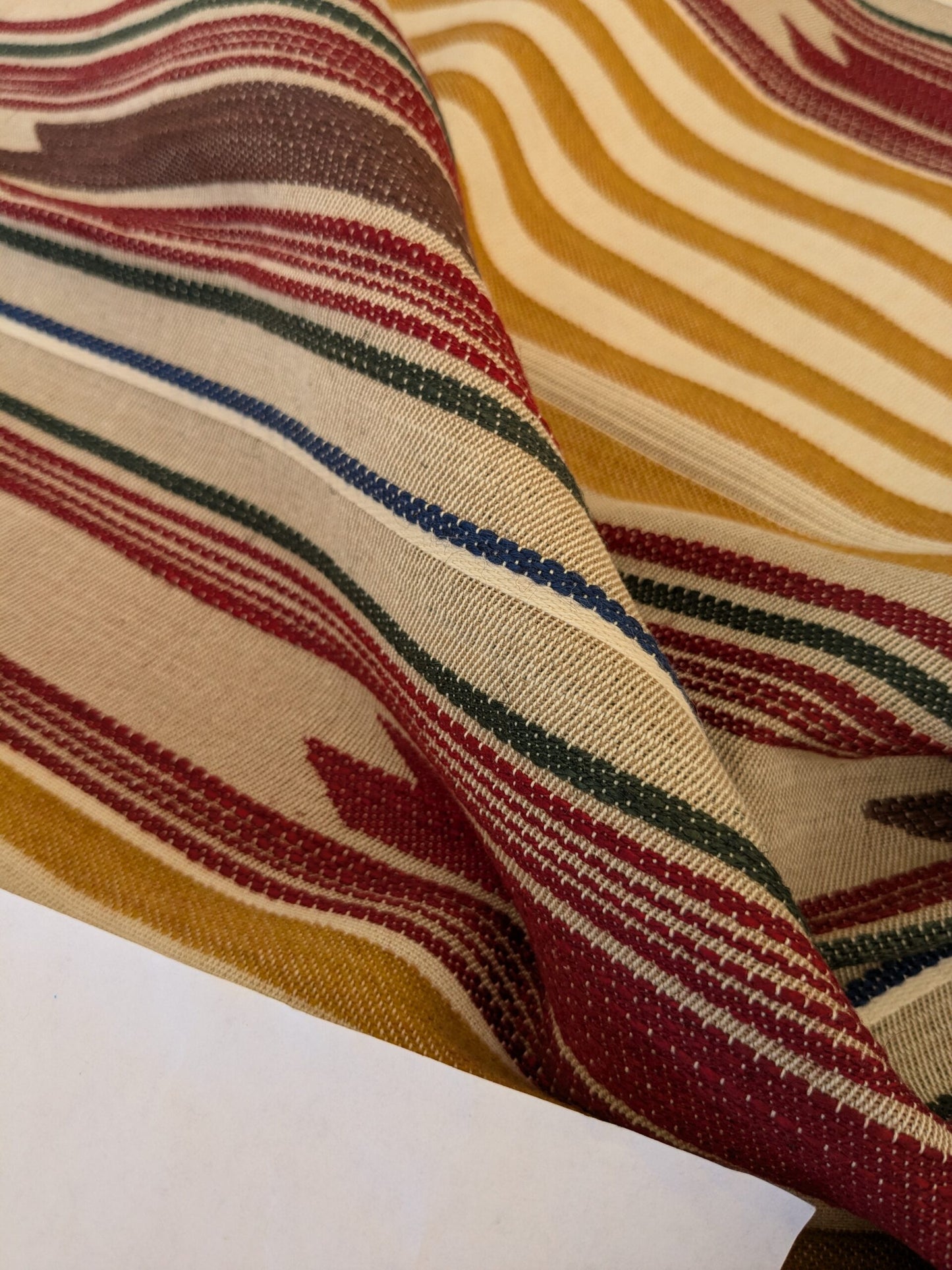 31 EV47 Square Scalamandre Cheyenne Brown Beige Yellow Red Stripe Geometric MSRP USD 300+/y