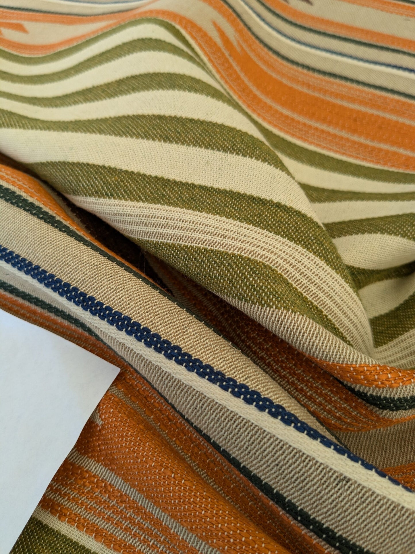 33 EV47 Square Scalamandre Cheyenne Orange Green Brown Beige Stripe Geometric MSRP USD 300+/y