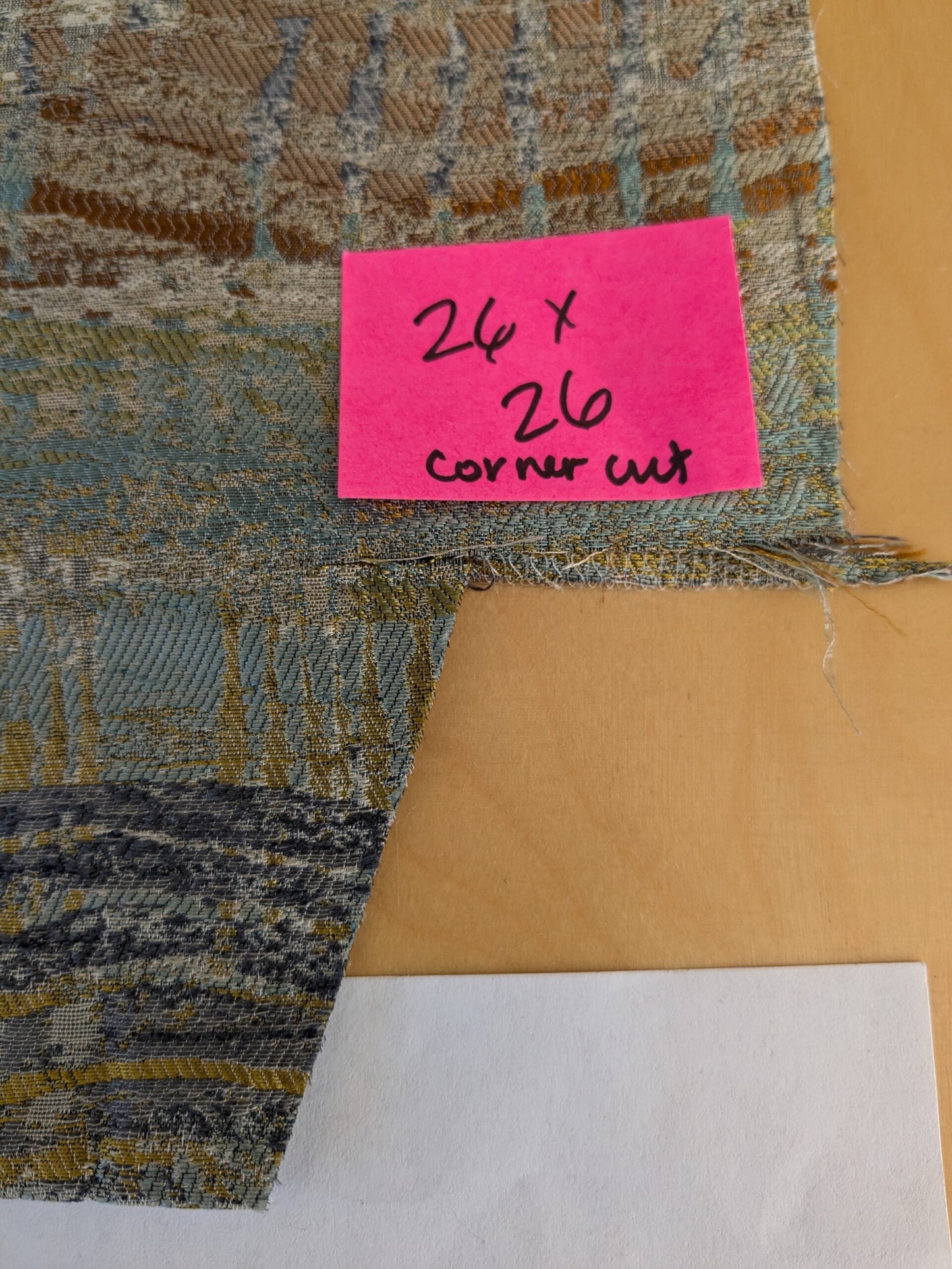 42 EV47 Square Scalamandre Old World Weavers CERES Opal Abstract Ombre Blue MSRP USD270/y 26"x26" With Corner Cut