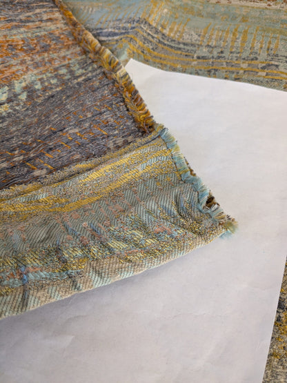 42 EV47 Square Scalamandre Old World Weavers CERES Opal Abstract Ombre Blue MSRP USD270/y 26"x26" With Corner Cut