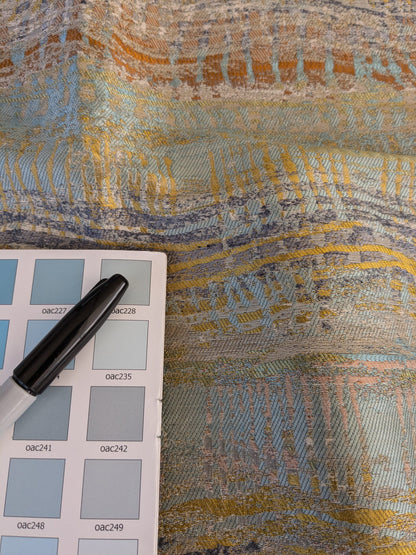 42 EV47 Square Scalamandre Old World Weavers CERES Opal Abstract Ombre Blue MSRP USD270/y 26"x26" With Corner Cut